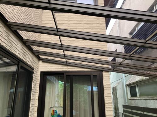 静岡市　ウッドデッキ屋根設置工事